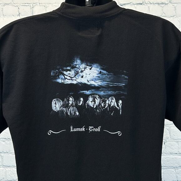 Vintage Y2Ks Lumsk Troll T Shirt Norwegian Folk Metal Band Black Mens L Large - Picture 5 of 8